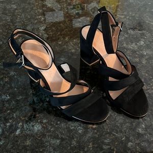 Madewell Black Suede Heeled Sandals - the Maria